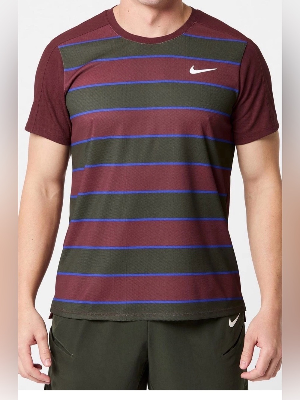New Nike Tennis Shirt Court Advantage Slam Alcaraz Men L FZ6934-619 Dri-fit Adv